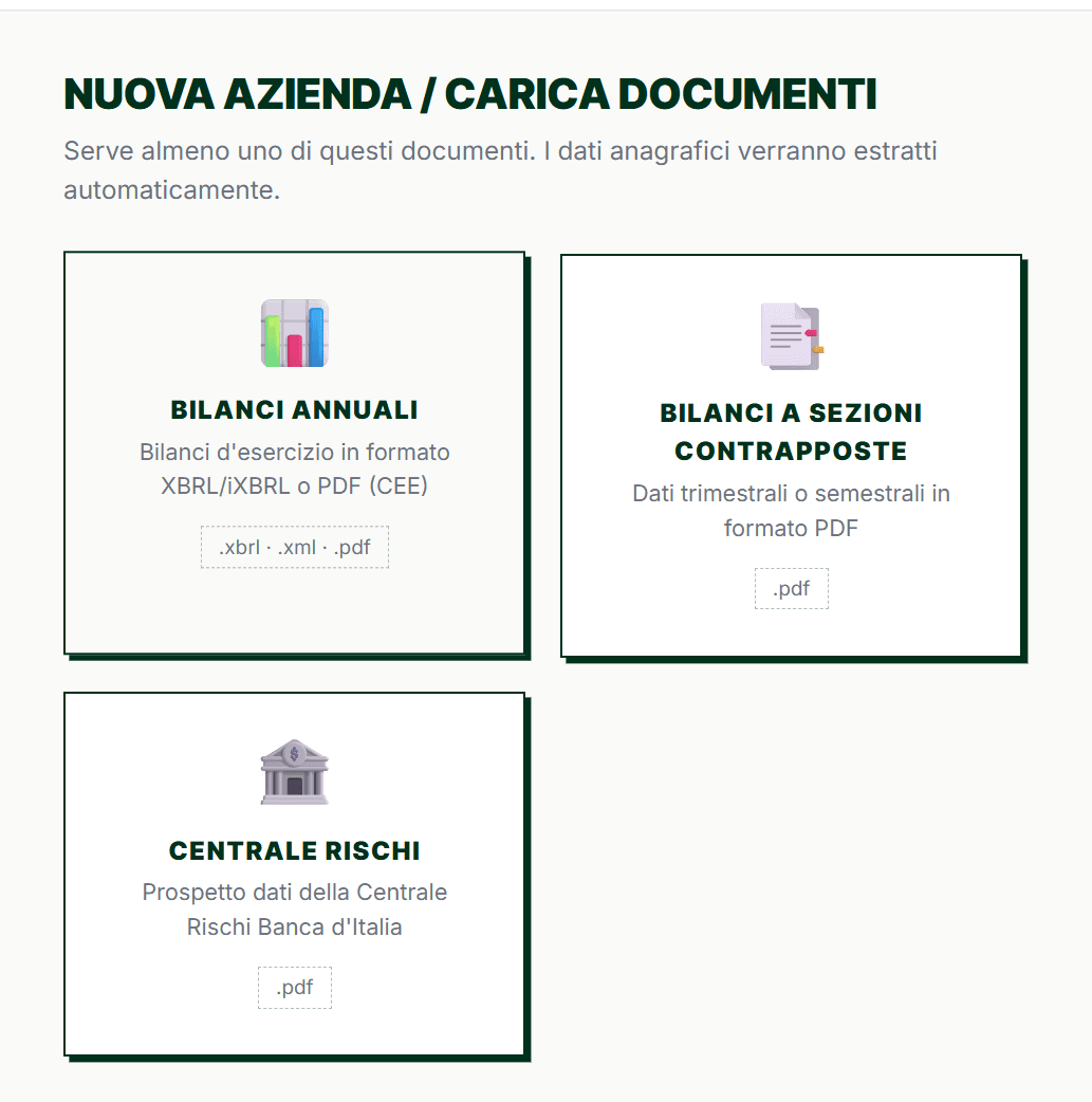 Caricamento documenti per la composizione negoziata: bilanci annuali, bilanci a sezioni contrapposte e Centrale Rischi